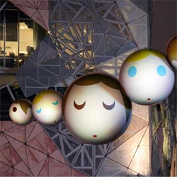 Pixile is a mobile projection system using sculptural installation. The Pixile creates a holographic illusion of spherical objects spinning, changing and reacting to each other in mid space.