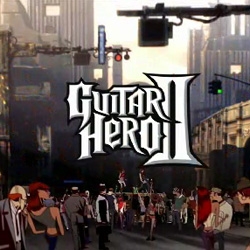 Guitar Hero II for Xbox 360 launched today ~ and this ad spot is gorgeous directed by Pete Candeland, the Passion Pictures powerhouse director behind the Gorillaz videos!