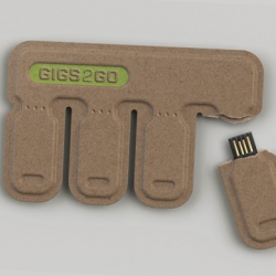 GIGS.2.GO by Kurt Rampton and BOLTgroup  is a credit card sized pack of 4 USB drives you can take anywhere. You can tear them away when you need it,