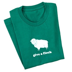 who gives a flock?  helicopter and domino magazine think you should! a portion of the profits from sales of this tshirt will go towards buying sheep for people who really need it in villages around the world