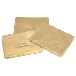 designer Lauren Merkin has created gold leather cue card cases for the Academy Awards... saying: remember waterproof mascara, always act surprised, and the all-important don't forget to thank your husband.