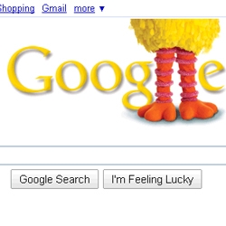 The Google home page has themed their logo for the 40th Anniversary of Sesame Street. 