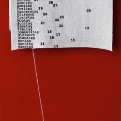 Patrick Frey's amazing Gregor calendar. A scarf/calendar, it marks the passage of time by unraveling one stitch at a time.