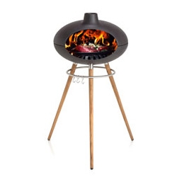 Morso Grill Forno - made from a solid enamelled cast iron on 3 teak legs held together with a stainless steel ring.