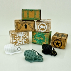 Brutherford BOOM SPLAT ~ Manufactured by Brutherford in NJ, USA including hand silk screened boxes with artwork from the amazing Tamara Petrosino.