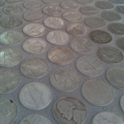 A family in Seattle renovated their bathroom and tiled the floor in 13,650 nickels!