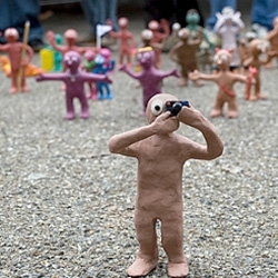 Wow! Almost 200 models in the shape of children’s TV favourite Morph arranged in a terracotta army outside Tate Modern to honour the memory of the late TV artist Tony Hart.