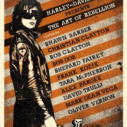 Harley Davidson Presents The Art of Rebellion! It’s been a long time since any real rebel rocked a Harley Davidson motorcycle but we applaud the fact that this cultural icon is throwing its weight behind a truly cultural event. One night only, Feb 7th, Santa Monica!