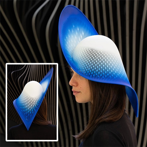Zaha Hadid Architects H-Line Hat inspired by 520 West 28th has been designed and 3D printed for a hat themed party on the High Line.