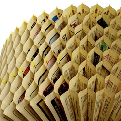 Hive, an installation of honeycombs made from phone books by Kristiina Lahde.