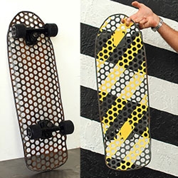 RAD Furniture's new skateboard - constructed of heat-bent perforated steel, it's as much fun to ride as it is to make. 