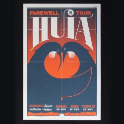Walter Hansens latest screen print is a band poster for their final tour. In this case its 1921, the last year there was a sighting of the Huia, an extinct New Zealand bird. 