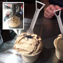 Smitten Ice Cream ~ from radio flyer to 2xShipping Container ~ here's a peek inside the new made-to-order liquid nitrogen ice cream shop in Hayes Valley, San Francisco! (Flavor: Black Sea Salt Caramel)