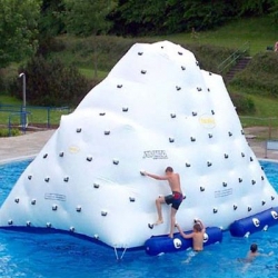 A giant iceberg pool toy.  I see fun + dead kids.  Wish I had a pool.