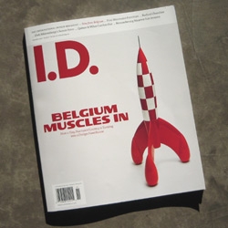 Love the cover of this month's ID Magazine: Belgian designer special (and Tintin's rocketship)