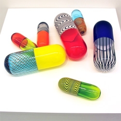Glass pill sculptures by artist Beverly Fishman.  Marvelous and very addictive.
