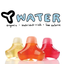 New to the bottled water market ~ Y Water ~ for kids, bottle designed by Yves Behar, and when emptied you can build structures out of them!