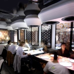 The interior of the new Inamo restaurant in London by Blacksheep Design.