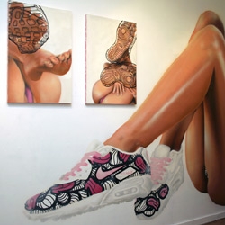 Wish I could go see Insa's sneaker fetish exhibition at Best (london). love the wireframe sneakers over bare feet.