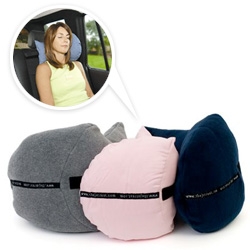 Jet Rest ~ might be more comfy than the usual U shaped neck pillows ~ L shaped pillow with more support for your head and neck ~ even can come with a cashmere cover!