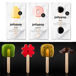 Jollypop by MARCH. We found these lollipops displayed on sound dampening pyramid foam at Tent London... beautifully packaged and branded and looking delicious! Also smitten by their design philosophy.