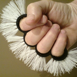 Ken Goldman - the "knuckle duster" the brush for the toughest cleaning job and a sure way to get the "toughest"  to do the cleaning! for info contact ken at info @biblicalbeasties .com 
