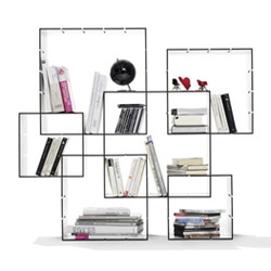 Florian Gross' Konnex bookshelf is a series of 3 modular interconnecting pieces that can be built upon to create larger units.