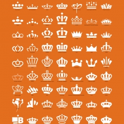 The poster shows all crowns in the logos of royal Dutch companies, which are all different from each other.