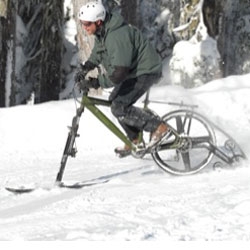Ktrak - when your bike doesn't get you through snow - evolve it to have a ski on the front and an offroad wheel on the back - and peddle hard.