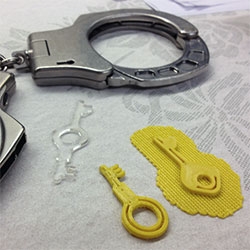 High security hand cuffs are less secure when you can simply laser cut or 3D print keys as shown in a workshop Friday at the Hackers On Planet Earth conference.