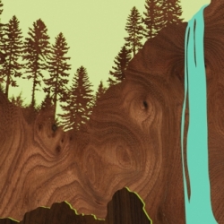 jefdesigns has some beautiful new waterfall prints ~ love the flat turquoise water juxtaposed with the wood grain