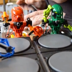 Toa Mata Band by Giuseppe Acito is an electronic band of toys-robot that play some tiny music instruments drived by Arduino Uno and Clavia Nordbeat, a MIDI sequencer app for iPad.