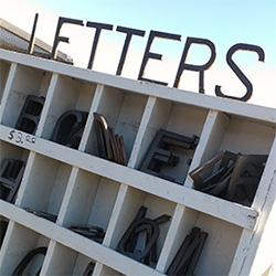Awesome metal letters found at the Rose Bowl Flea Market - naturally we got NOTLABS and some numbers...