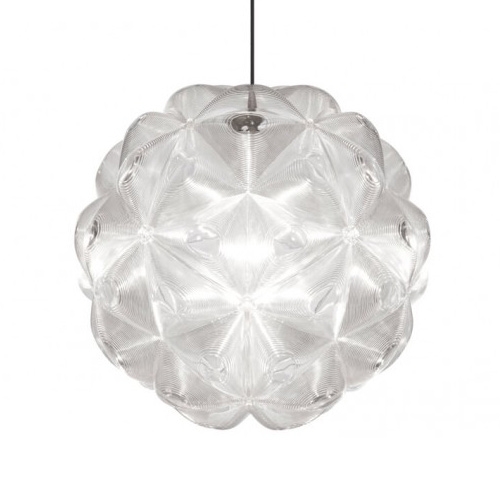 Tom Dixon Lens Pendant Light - another fresnel lens inspired light (like Hope!) - this one is composed of 60-cm clear polycarbonate globe made of 12 pentagonal components subdivided into 5 prismatic triangular lenses