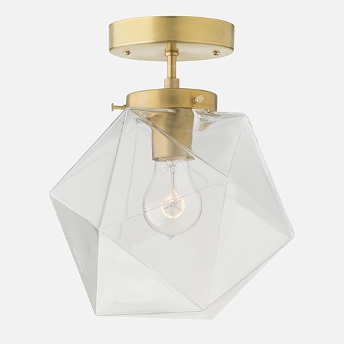 Schoolhouse Electric Fuller Light - Faceted light in clear and white glass and brass and black fixture options. 10" Shade Diameter.
