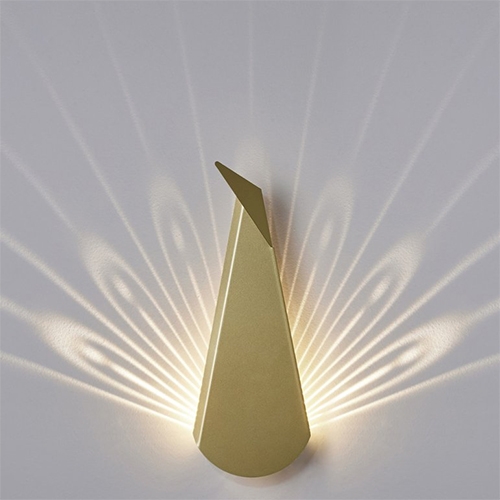 Pop Up Lighting Peacock Lights. When you turn it on, it displays its train shadow! These aluminum, origami-styled fixtures come in a range of colors.