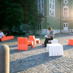 Asobi has designed the Ljubljana chair; a flexible modular system that allows different types of seating to be built. From short lounge chair to a very long public bench. Made in ARPRO a material that is 100 percent recyclable.