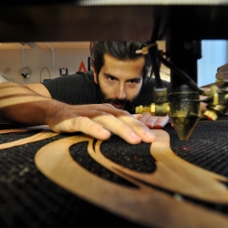 Digital design fabrication studio based in Belgium fabricating laser cut wooden vessels.