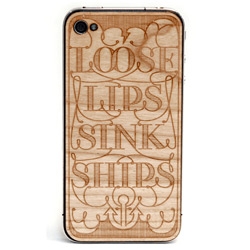 Attak from Netherland partnered with Lazerwood for this limited edition  'Loose lips sink ships' real wood iphone cover. 