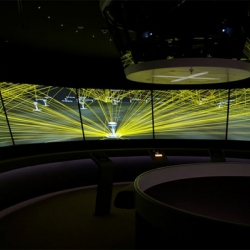 A large-scale visualization installation that aims to reveal the connections of international air traffic, by Whitevoid & Lufthansa.