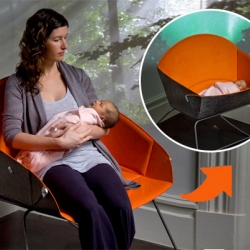Smart! This cute lil bassinet transforms into a rocking chair for weary mommies and daddies.
