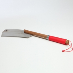 This machete is a hybrid between an axe, a machete and a billhook. It can be used as a multi cutting tool. Physics behind the blades design is similar to the physics of a French  guillotine.