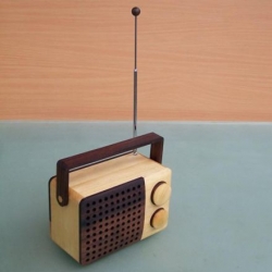 singgih kartono's portable magno radio is made almost entirely out of indonesian hardwoods