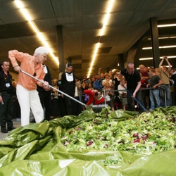 Fluxus artist Alison Knowles will be re-staging her 'Make a Salad' piece on the NYC High Line this Sunday, April 22nd.