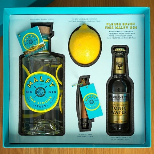 Malfy Gin con Limone. A zesty and refreshing new gin - with packaging and branding that is equally delightful! It will convert even the non-gin lovers. Peek inside the stunning press kit that just arrived.