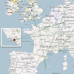 Where in the world is NOTCOT? From planes and helicopters to roadtrips in vintage and new super cars to ferries and trains... hoping in and out of 6 countries, 5 languages, and more in the last 2+ weeks... here's an animated map.