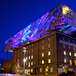 Marius Watz brings some color to the Rockheim Rock'n'Roll Hall of Fame in Trondheim, Norway. 