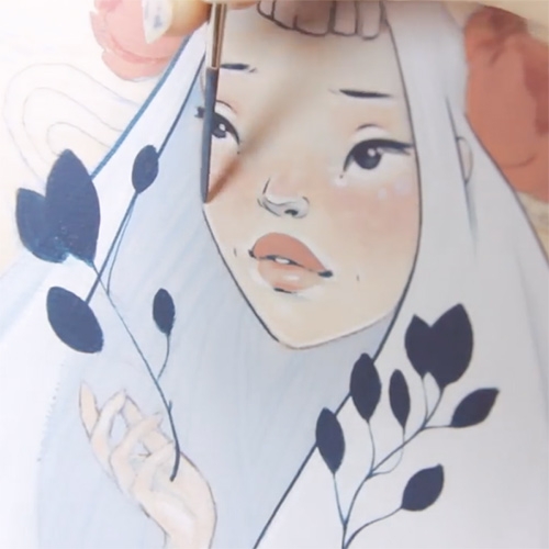 Alyssa Mees' paintings are beautiful - and the time lapse videos of her work are just mesmerizing. She just published the making of "Growth", see that one and a few more!