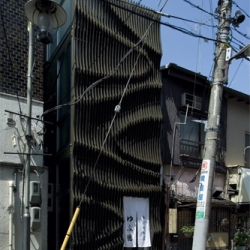 A wavy, curly, sexy soba noodle shop in Tokyo by ISSHO architects.
