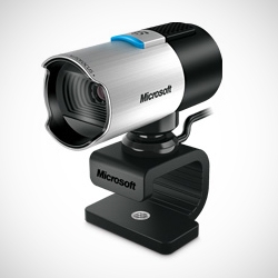 Microsoft's LifeCam Studio webcam has a 1080p HD Sensor, auto-focus, high-precision glass element lens and a high-fidelity mic.